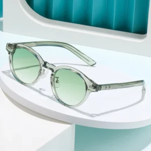 Designer UV400 Sunglasses with TR90 Frame Custom Logo Fashionable Oval Shades in Green and Gray for Men and Women
