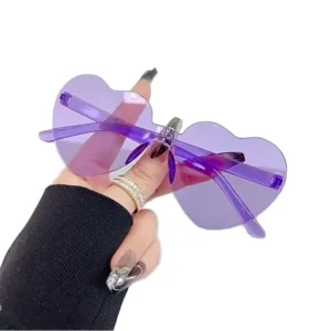 Designer Women Sunglasses Blue Rimless Love Heart Shaped PC Frame Fashion Female Shades