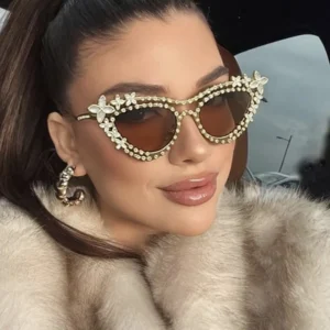Diamond-studded Cat’s Eye Metal Sunglasses New Ladies Fashion Sunglasses Trend Personalized Sunglasses
