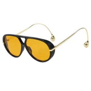 Distinctive Toad shaped Women’s Sunglasses UV400 Full Frame with PC Lenses Travel Design in Champagne