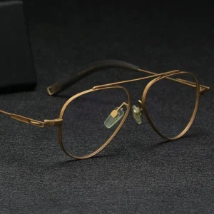 Double Bridge Lens Eyeglasses for Men Vintage Pure Titanium Optical Frames Imported Spectacles Comfortable Double Bridge Design