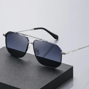 Double Bridge Square Frames TAC Designer UV400 Sun Glasses Polarized Custom Logo Cycling Women Men Metal Sunglasses