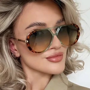 Double Bridge Toad Shape Women’s Sunglasses Ins Internet Celebrity European American Retro Fashion Large Frame UV400