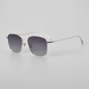 Double Bridge Ultra Lightweight Oval Gold Titanium Sunglasses with UV400 Protection for Unisex Driving & Outdoor Use