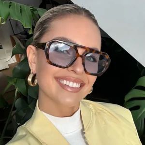 Double Bridge square Thick Plastic Frame Aviation Sunglasses Fashion Famous Brand Designer Sunglasses for Women