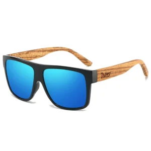 Dubery D240 Polarized Square Sunglasses Zebra Pattern Wooden Fashion Sunglasses for Men and Women