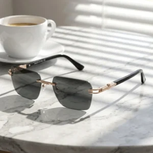 Durable Acetate Temple Rimless Sunglasses with Nylon Lens High end Two tone Metal Sunglasses for Outdoor