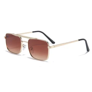 EC4102 New Retro Square Metal Frame Sun Glasses Brown Lens Male Fashion Outdoor Riding Double Beam Sunglasses