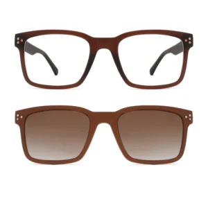 ECO Bio TR Material TAC Polarized Full-Rim Unisex Clip-on Solid Square Frame Sunglasses