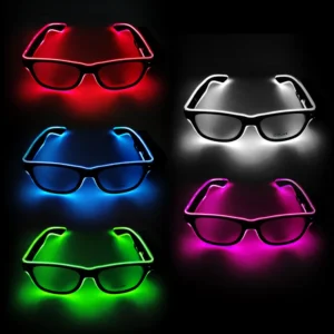 EL Portable Square Sunglasses Luminous Neon Wireless Glasses for Unisex Party Favors