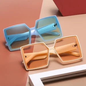 EUGENIA Fashion UV400 Custom Logo Square Big Frame Black Shades Luxury Brand Sun Glasses Oversized River Sunglasses