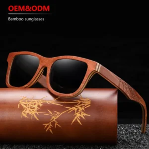 Eco Bamboo Frame Sunglasses for Men Women OEM ODM Design UV400 Brown Polarized Wood Pattern Legs Light Weight