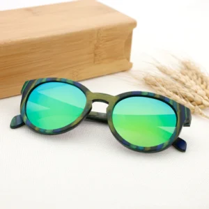 Eco Chic Colorful Skateboard Wood Hand Finished Polarized Sunglasses Personalized Laser Etching