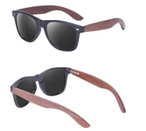 Eco Friendly Men UV400 Polarized Lens Polycarbonate Frames Walnut Wood Temples Sun Glasses Sunglasses