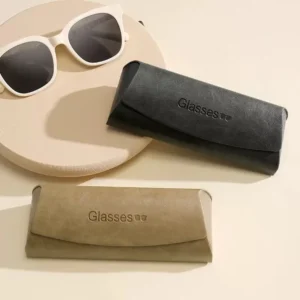 Eco-Friendly PU Leather Semi-Hard Drawstring Closure Rectangle Glasses Sunglasses Cases Custom Logo