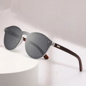 Eco Friendly Wooden Sunglasses with Walnut Wood Frame Square Bamboo Lenses Polarized Tac Material Colored Mirror for Men Women