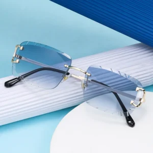 Elegant Frameless Sunglasses for Men’s Trendy Driving Outdoor Sports UV400 Protection