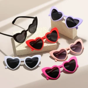 European American Cross-Border Colorful Heart Sunglasses UV400 Polarized Plastic & PC Material for Party Disco Dance
