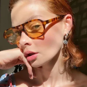 European American Double Bridge Small Frame Square Full Frame UV400 Women Sunglasses New Versatile Fashion Retro