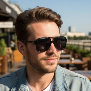 European and American Fashion New Double-Beam Retro UV400 Full Rim Sunglasses Versatile Square Frame for Driving