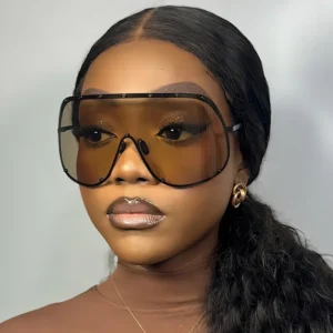 European American Fashion Large Frame One-piece Sunglasses Same Style Liu Yifei Brown Trendy Personalized