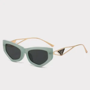 European American Fashion Women’s Sunglasses 8266 Cat Eye Full Frame Small Triangle Metal UV400 Anti-UV Cross-border