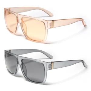 European American Men’s Popular Model Square Sunglasses with PC Lens UV400 Big Face Slimming Fashion Sunglasses