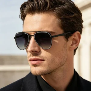 European American New Polarized Full Frame Frog Sunglasses for Men Personalized High end Cross border Driving Glasses