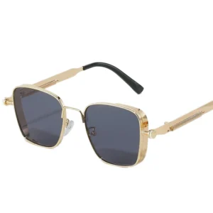 European American Retro Square Frame Sunglasses for Men Cross Border New Metal Steampunk Style UV400 Men’s Fashion Personality
