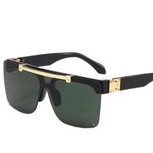 European American Retro Style Square Unisex Gradient Lens Black Metal Sunglasses