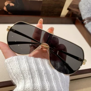 European American Retro Sunglasses with Advanced Sense Metal Sun-Proof Large Frame for Women Driving Sunglasses