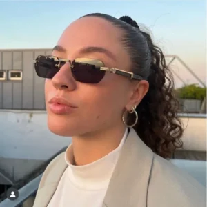 European American Retro Wood Grain Mirror Leg Frame Women’s Full Frame UV400 Driving Sunglasses