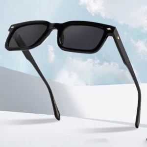 European American Style Classic Square Frame Sunglasses Fashionable Minimalist Womens Narrow Frame Rice Nail Outfit
