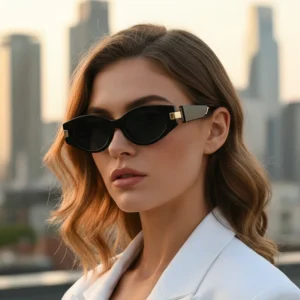 European American Women’s Fashion Cat Eye UV400 Full Frame Versatile Personality Sunglasses Elegant Trendy Street