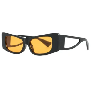 European American Women’s Fashionable Temperament Street Concave Sunglasses Hollow Cat’s Eye Small Frame with UV400 Lenses