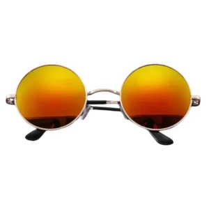 European and American Women’s Retro Sunglasses Reflective Round Glasses with Metal Frame