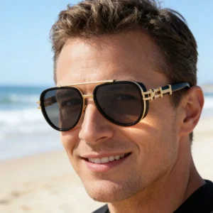 European style Classical Polarized Full Rim Metal Sunglasses for Adult Men for Driving Outdoor Activities Protects Strong Light