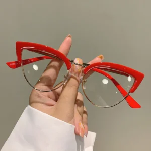 Eyeglass Frames Myopia Cat Eye Women Fashion Optical Metal Anti Blue Light Eyeglasses Frames for Women