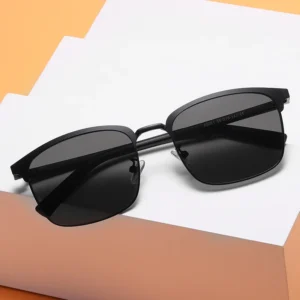 Eyeglasses Metal Sunglasses for Men Women Unisex Nerd Big Head Wide Face UV400 Protection Semi Rimless Square