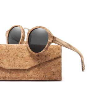Eyewear Shades Handmade High Quality UV400 Polarized Lens Sun Glasses Custom Logo Retro Men Round Wood Sunglasses