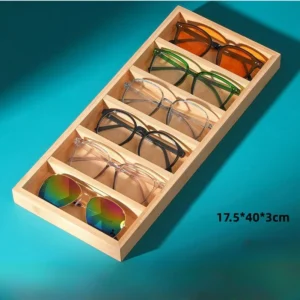 Eyewear Storage Case Tray 5 Slot Compartments Sunglasses Organizers Wood Display Case