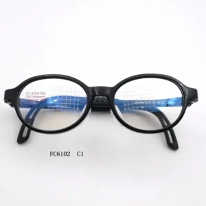 FC6102 Classic Fashionable Lightweight Full Rim Round Kids Eyeglasses with Geometric Pattern for Daily Wear