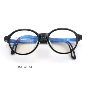 FC6103 Classic Fashionable Lightweight Full Rim Round Kids Eyeglasses with Geometric Pattern for Daily Wear