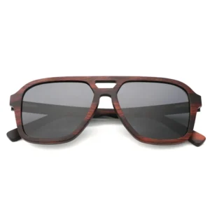 FLM EB468S Laminated Ebony Wood Fashionable Polarized Sunglasses UV400 Protection Nature Wood Grain Pattern Spring Hinge Custom