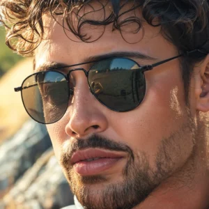 FUYUAND Unisex Metal Sunglasses Blue Polarized Glass Lens UV400 Optical Trendy Fashion for Men Women Black Acetate White Plastic