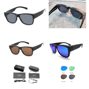 Factory Design Gifts UV400 TAC Lens Lightweight TR90 Black Frame Outdoor Driving Custom Logo Sunglasses for Men Female