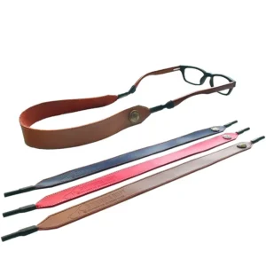 Factory Direct Custom Logo Brown Genuine Leather Wide-Brimmed Sunglass Strap Eyeglasses Parts