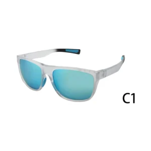 Factory Direct Men’s UV400 Sunglasses Blue Clear Frame Rectangle Style Polarized Sport Driving Nylon TR90