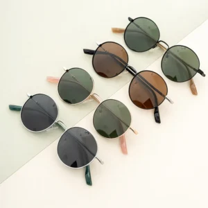Factory Direct Retro Literary Round Metal Sunglasses for Daily Travel