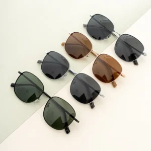 Factory Direct Supply Ultra-Light Square Sun Glasses Metal Sunglasses Simple for Men and Women Diamond Face Shape